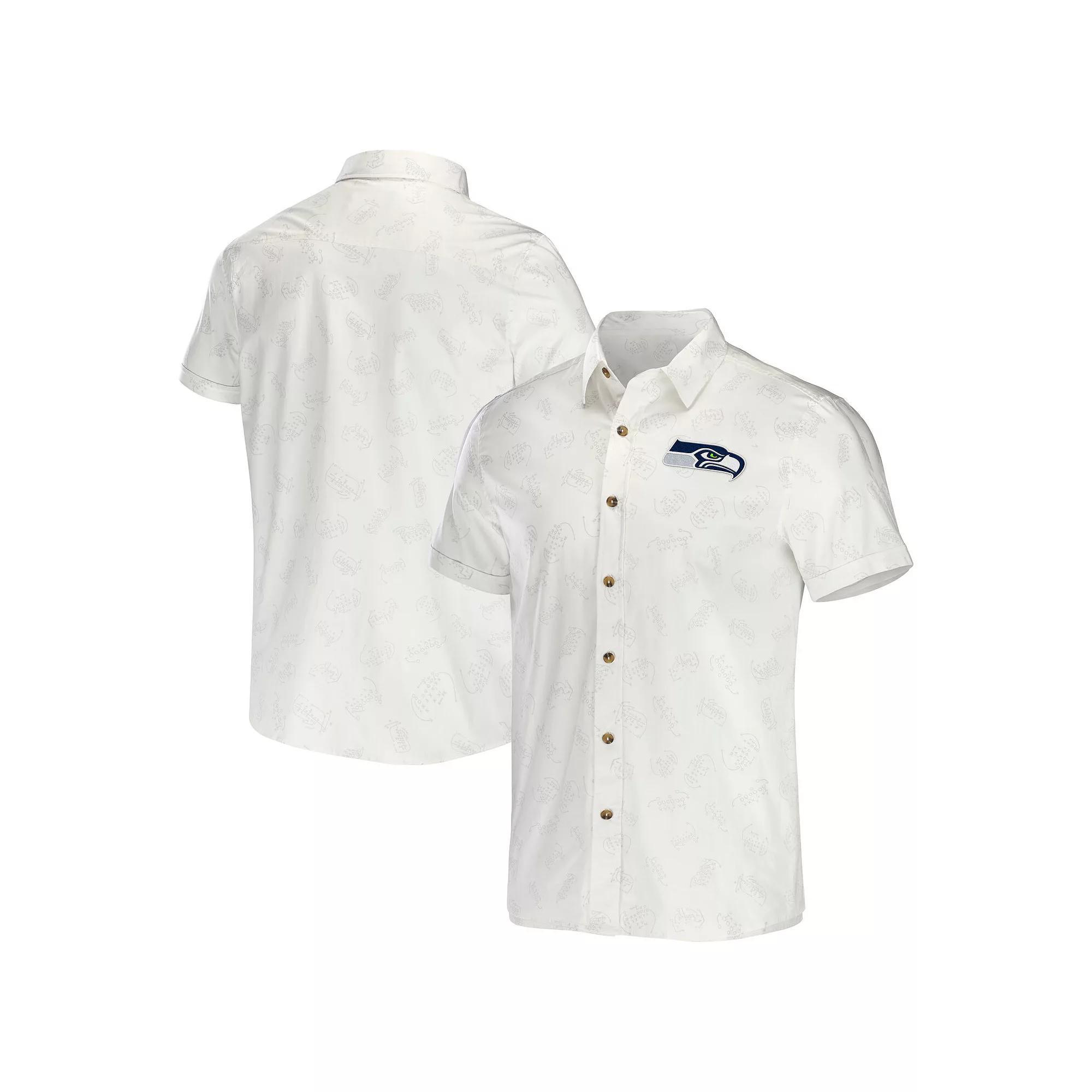 Men's NFL x Darius Rucker Collection by Fanatics White Seattle Seahawks Woven Button-Up T-Shirt,  Product Image
