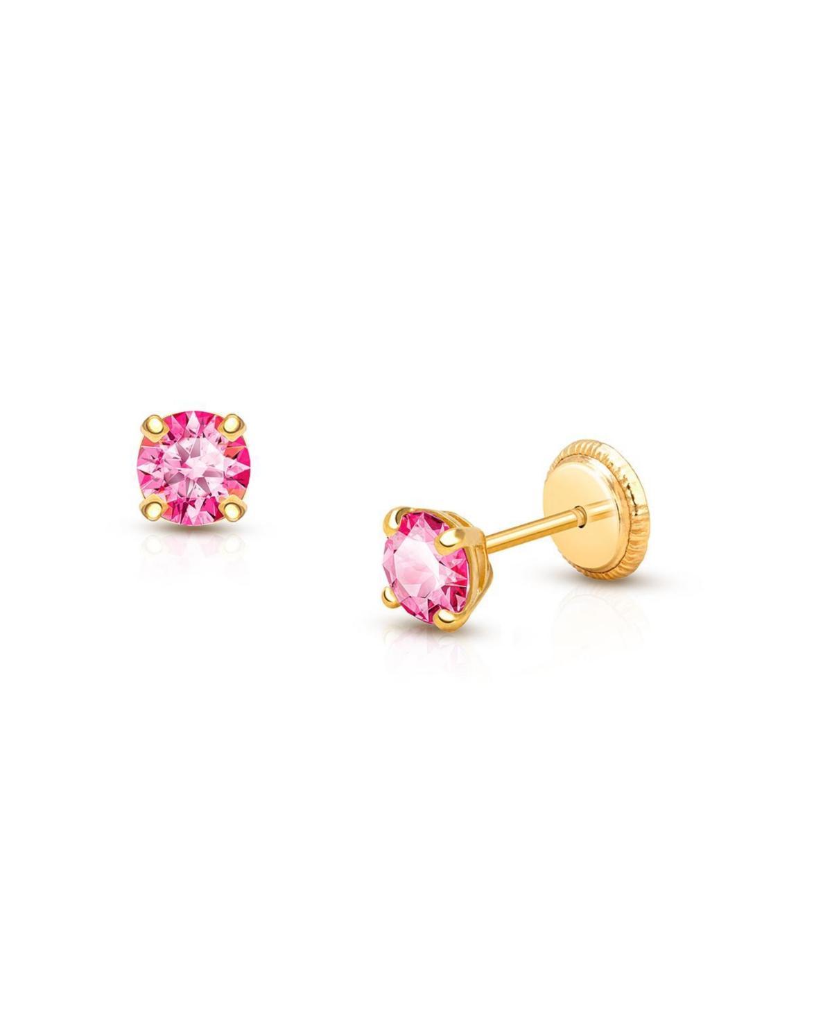 Tiny Blessings Tiny Blessings Childrens 14K Gold 4mm Crystal Birthstone Studs Girls Screw Back Earrings Product Image