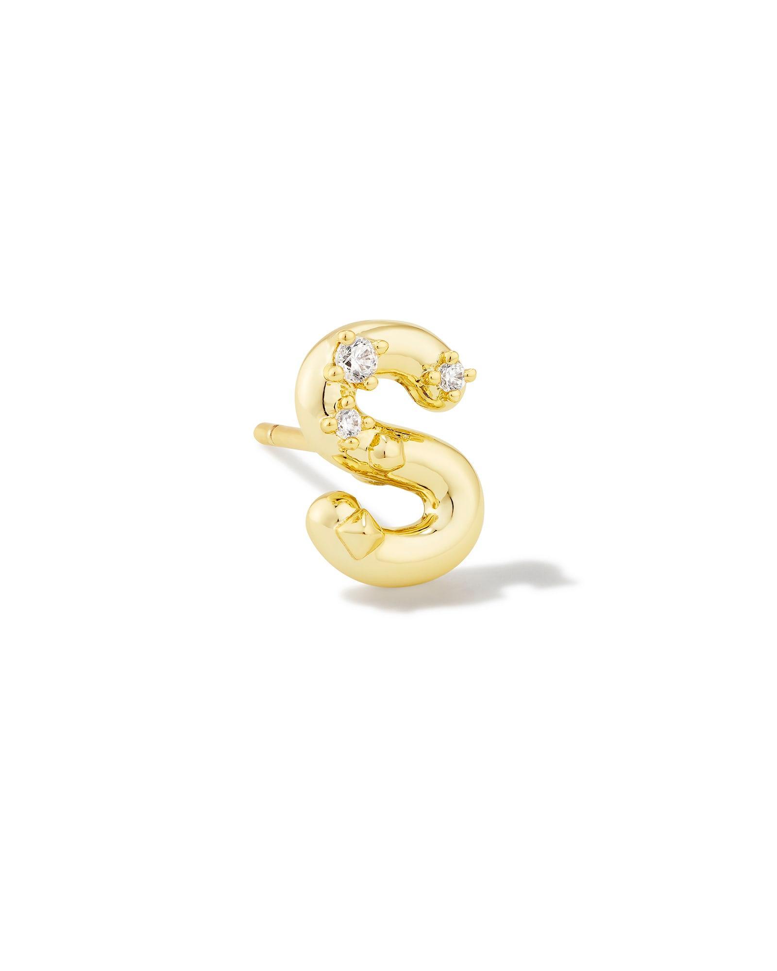 Austin Gold Single Stud Earring in White CZ Product Image