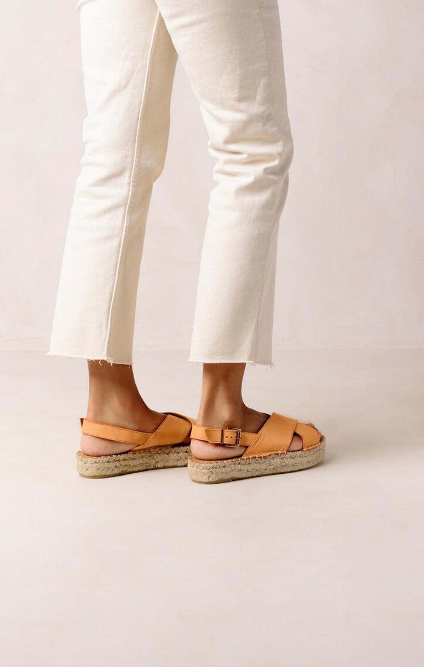 Alohas Crossed Platform Sandal ~ Tangy Orange Product Image