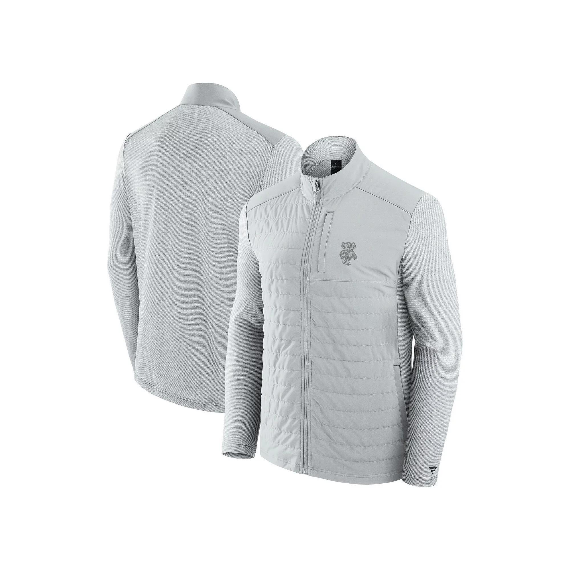 Men's Fanatics Gray Wisconsin Badgers Tonal Primary Logo Full-Zip Jacket,  Product Image