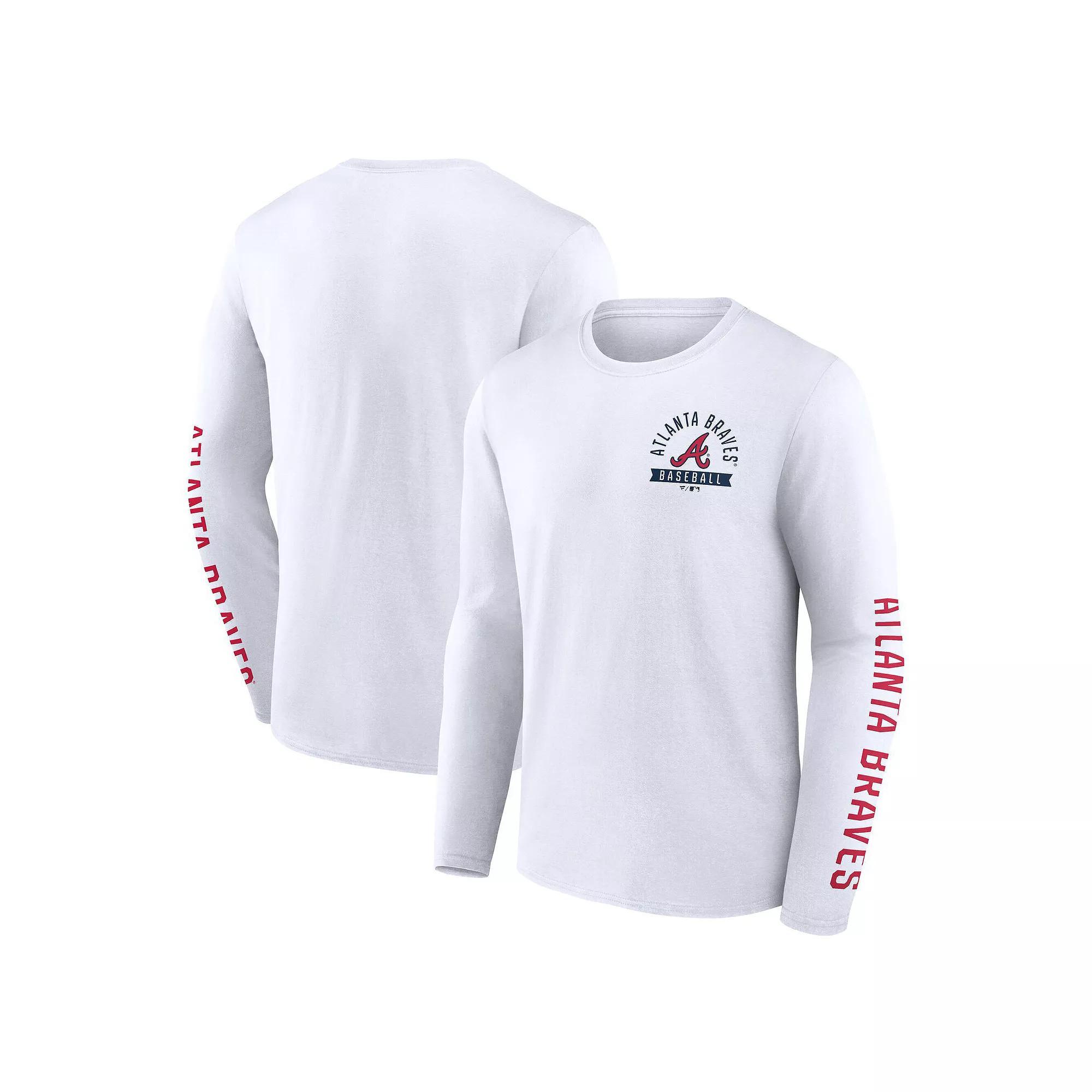 Men's Fanatics White Atlanta Braves Press Box Long Sleeve T-Shirt,  Product Image