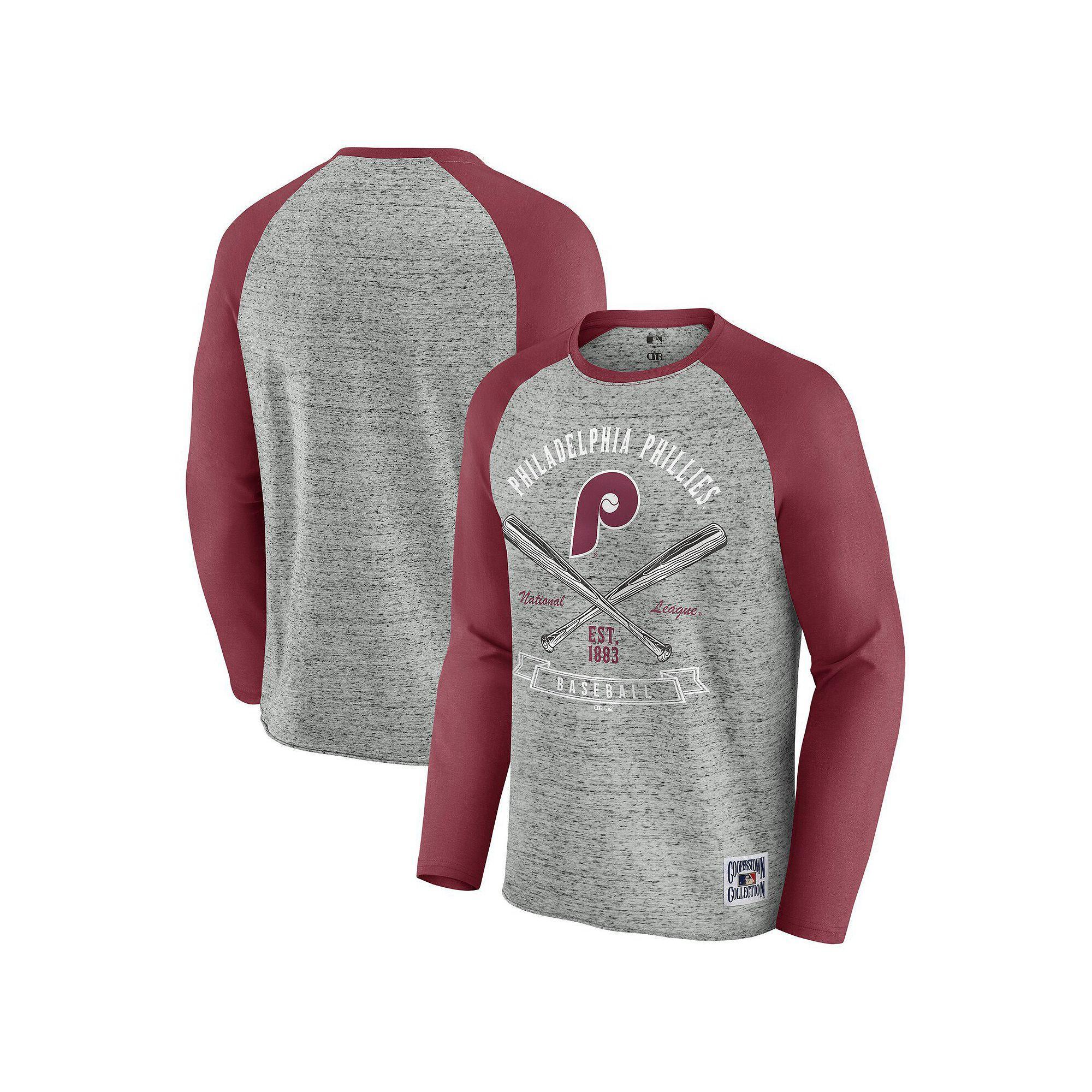 Men's Darius Rucker Collection by Fanatics Heather Gray Kansas City Royals Raw Edge Raglan Long Sleeve Baseball T-Shirt,  Product Image