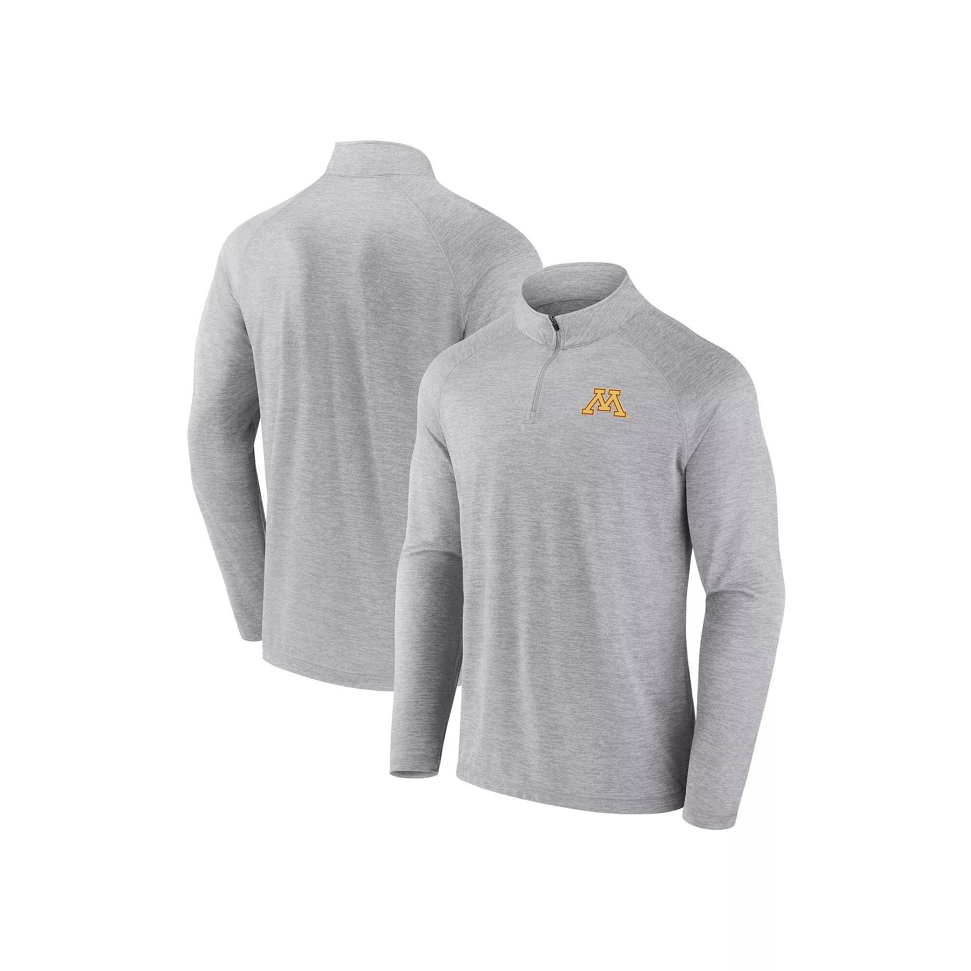 Mens Fanatics Branded Gray Minnesota Golden Gophers Striated Raglan Quarter-Zip Jacket Product Image