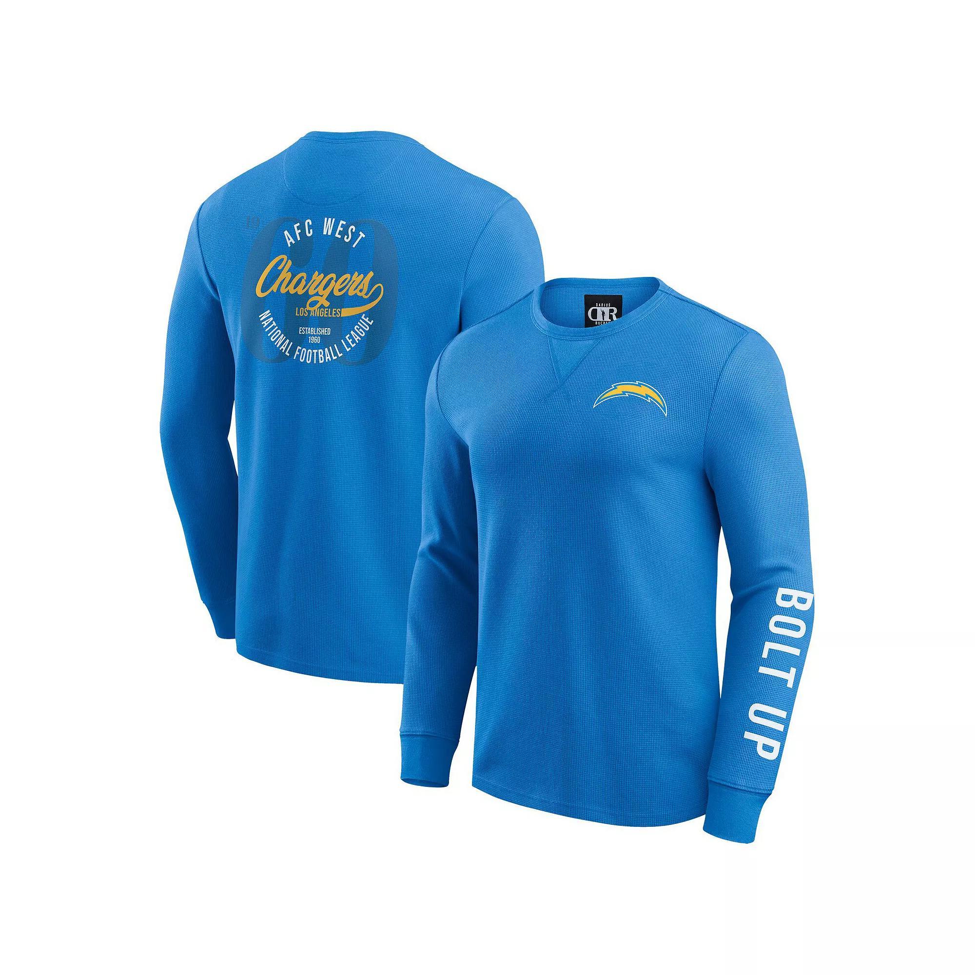 Men's Darius Rucker Collection by Fanatics Powder Blue Los Angeles Chargers Washed Waffle-Knit Long Sleeve T-Shirt, Size: Medium, Light Product Image