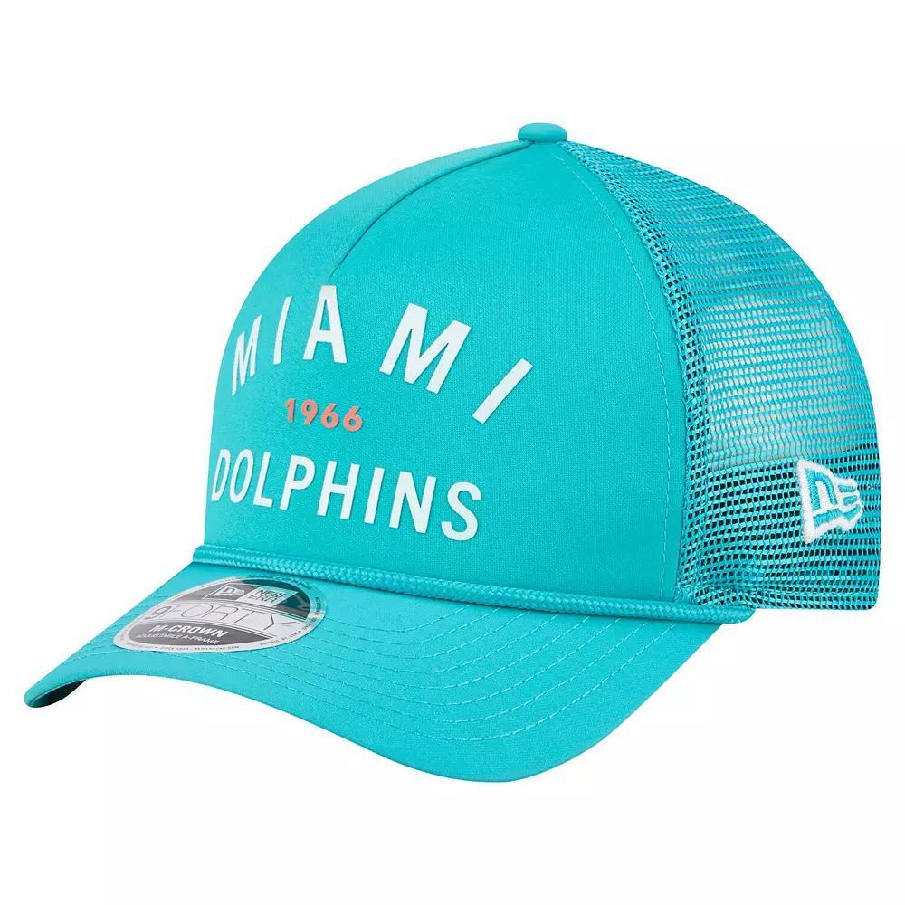 Men's New Era Aqua Miami Dolphins Active Minimalist M-Crown A-Frame 9FORTY Adjustable Hat, Turquoise A Product Image