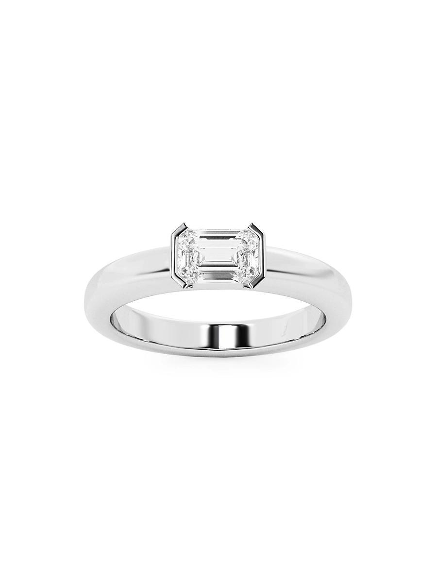 Womens 14K White Gold & 0.50 TCW Lab-Grown Diamond Stackable Ring Product Image