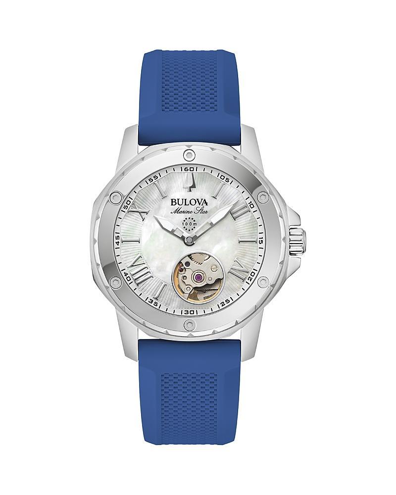 Bulova Womens Marine Star Mechanical Automatic Blue Silicone Strap Watch Product Image