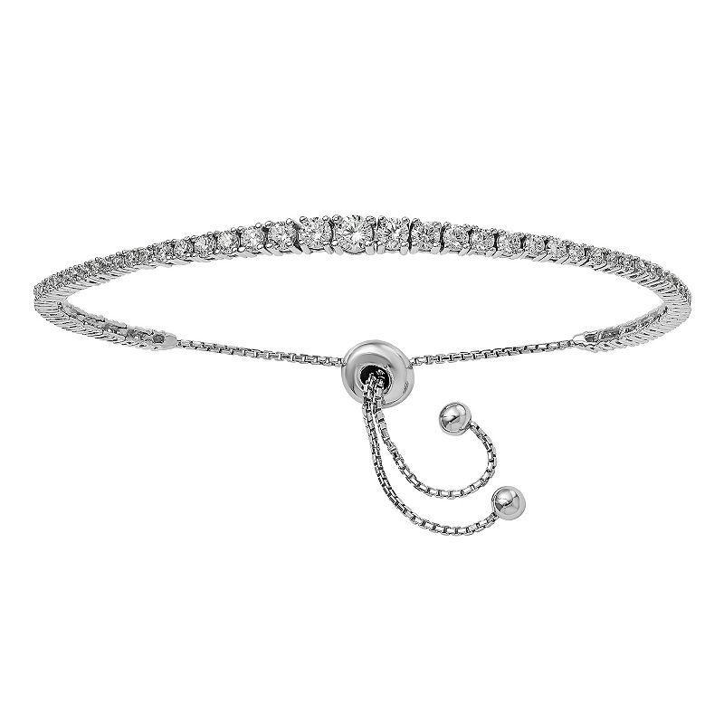 Sterling Shimmer Cubic Zirconia Adjustable Bracelet, Womens Product Image