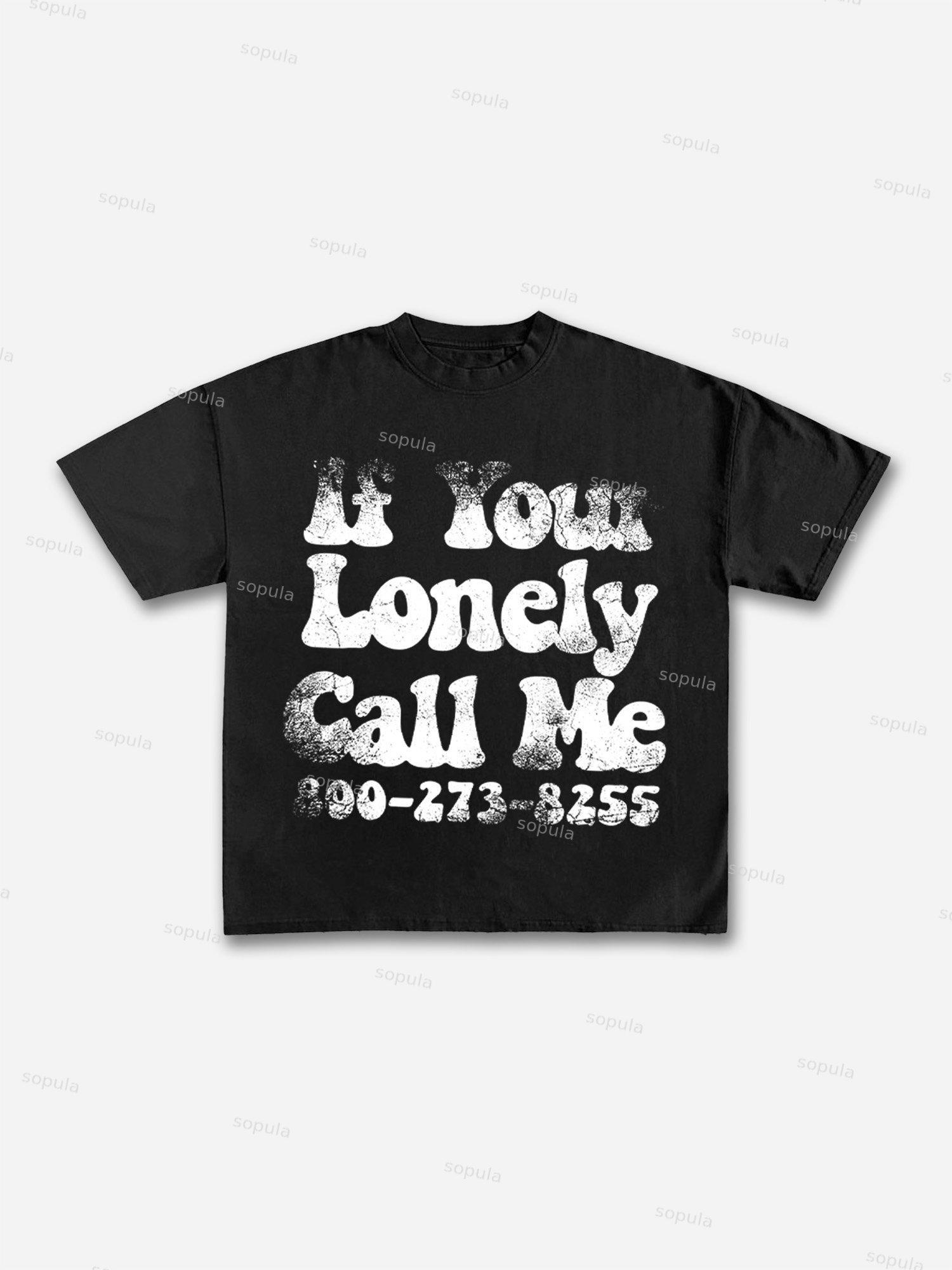 Mental Health. If Your Lonely, Call Me Vintage Graphic Cotton T-shirt Product Image