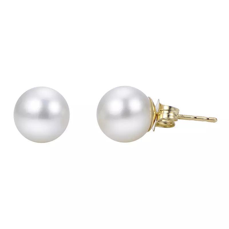 14k Gold Akoya Cultured Pearl Stud Earrings, Womens, White Product Image