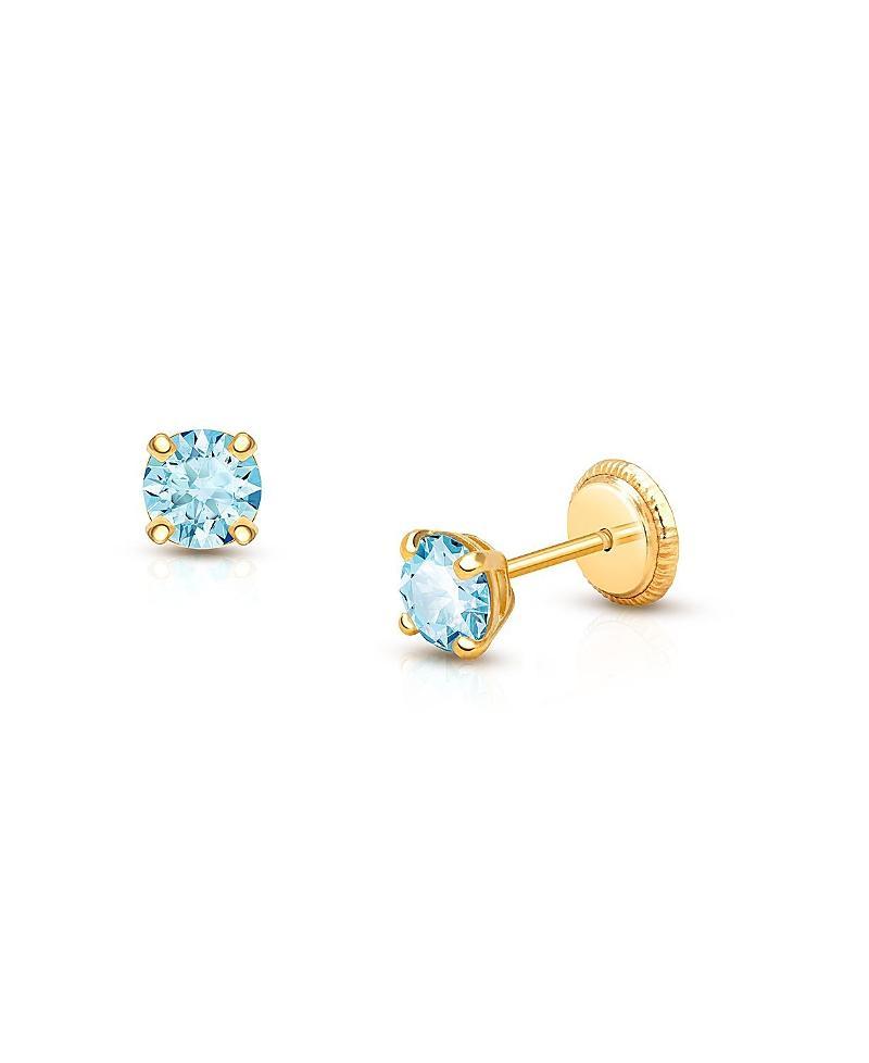 Tiny Blessings Tiny Blessings Childrens 14K Gold 4mm Crystal Birthstone Studs Girls Screw Back Earrings Product Image