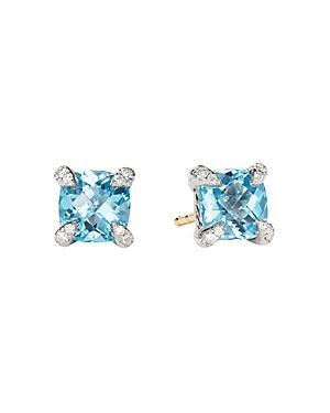 Chatelaine Stud Earrings with Gemstsones and Diamonds in Silver, 6mm Product Image