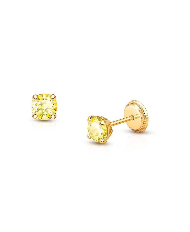 Tiny Blessings Tiny Blessings Childrens 14K Gold 4mm Crystal Birthstone Studs Girls Screw Back Earrings Product Image