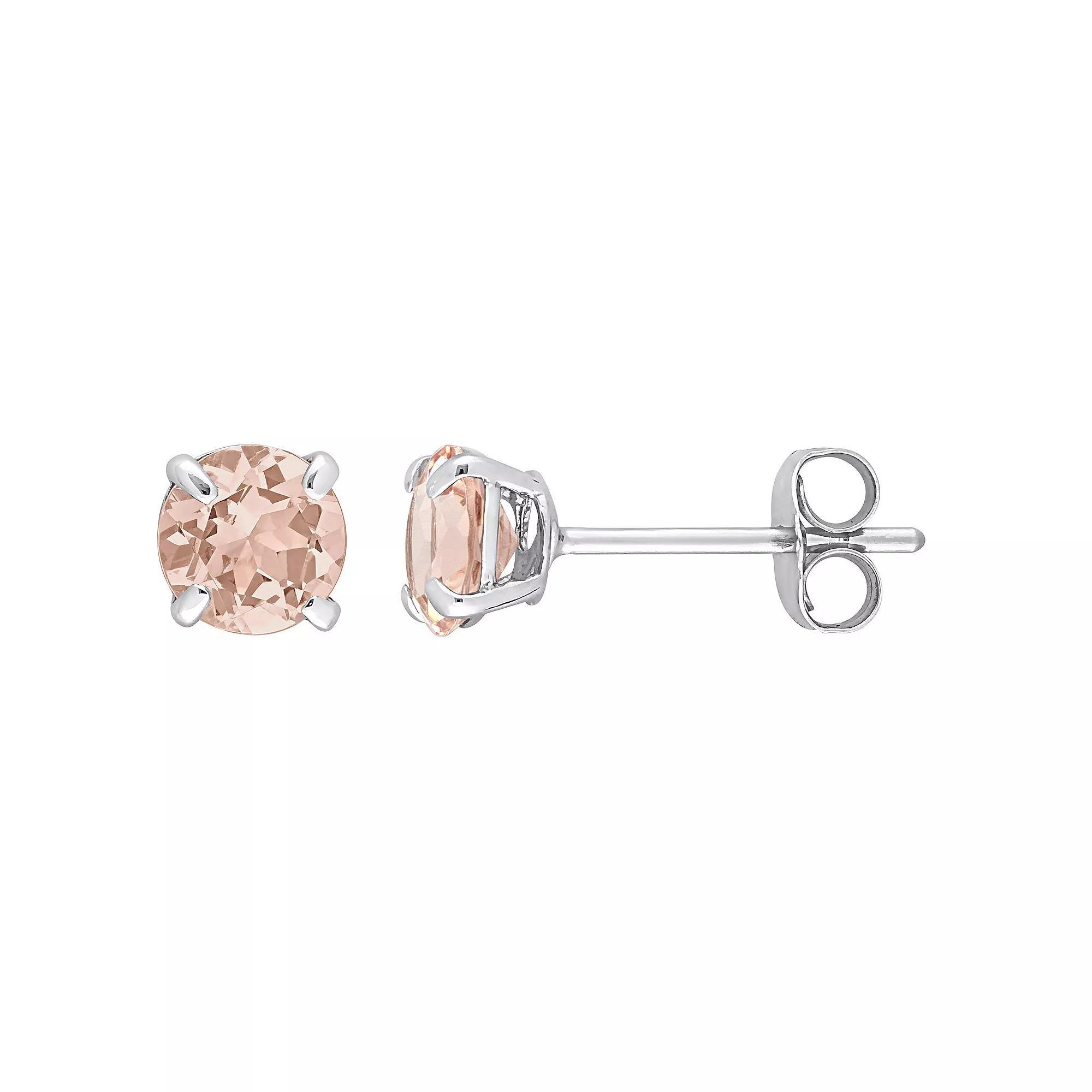 Stella Grace 10K White Gold Morganite Solitaire Stud Earrings, Womens, 10k Whgold Product Image