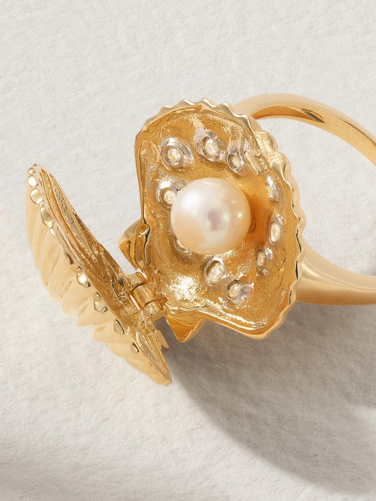 MATEO Lady Venus 14-karat Gold, Diamond And Pearl Ring Product Image