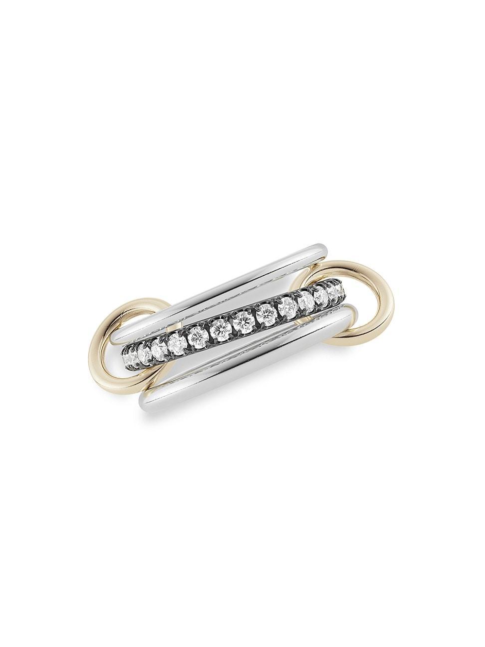 Womens Galaxy Petunia Sterling Silver, 18K Yellow Gold, & Diamond Ring Product Image