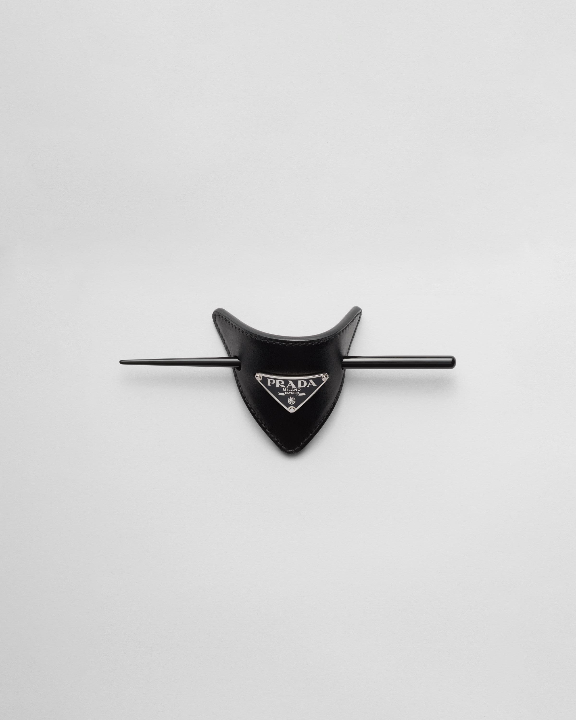 PRADA Leather Hair Clip In Brown Product Image