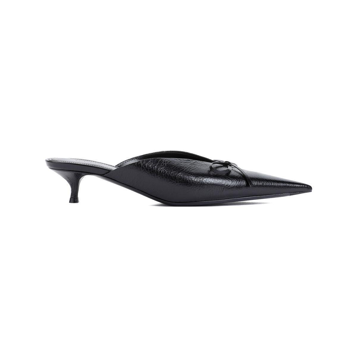 BALENCIAGA Knife Bow Leather Mules In Black Product Image