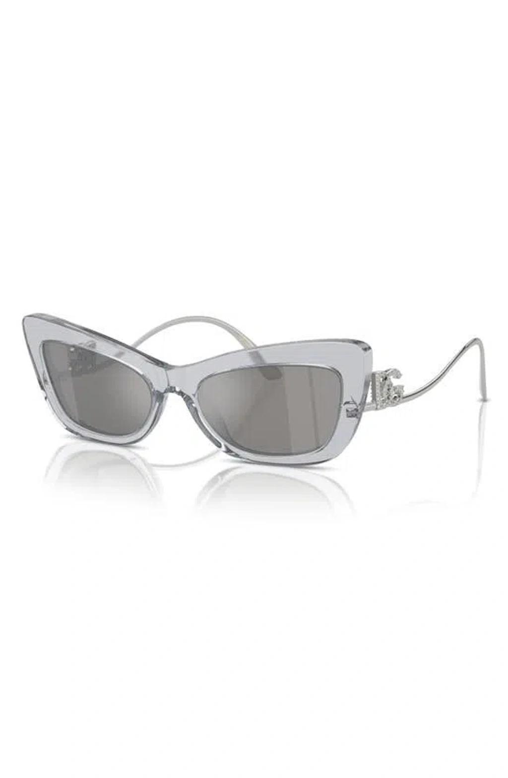 55mm Cat Eye Sunglasses In Transparent Grey Product Image