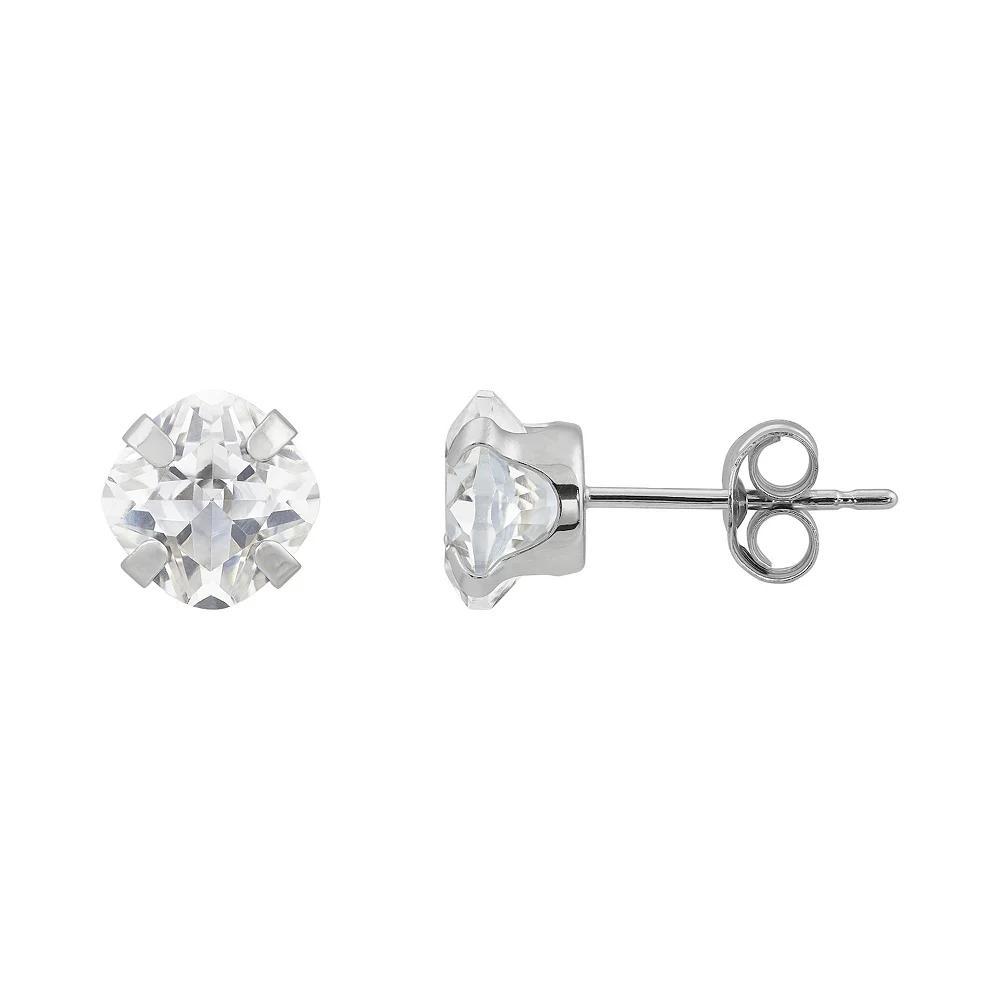 10k White Gold Lab-Created Created White Sapphire Earrings, Womens Product Image