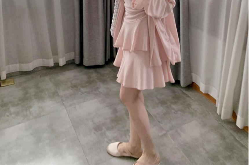 Long Sleeve Crew Neck Button Up Cardigan Product Image