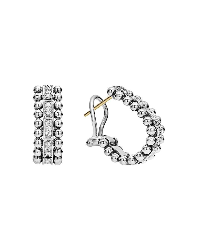 LAGOS Sterling Silver Caviar Spark Diamond Oval Hoop Earrings Product Image