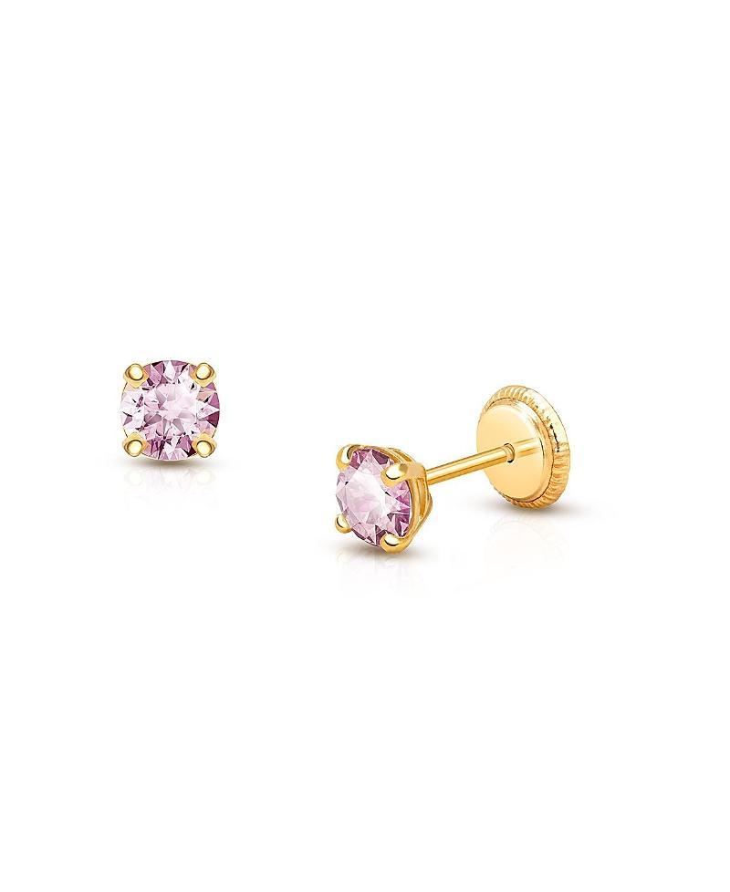 Tiny Blessings Tiny Blessings Childrens 14K Gold 4mm Crystal Birthstone Studs Girls Screw Back Earrings Product Image