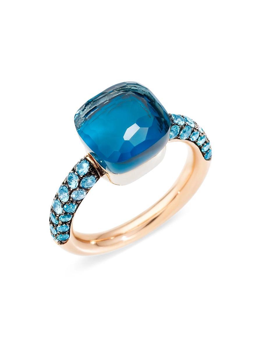 Womens Nudo 18K Rose Gold, London Blue Topaz & Turquoise Square Ring Product Image