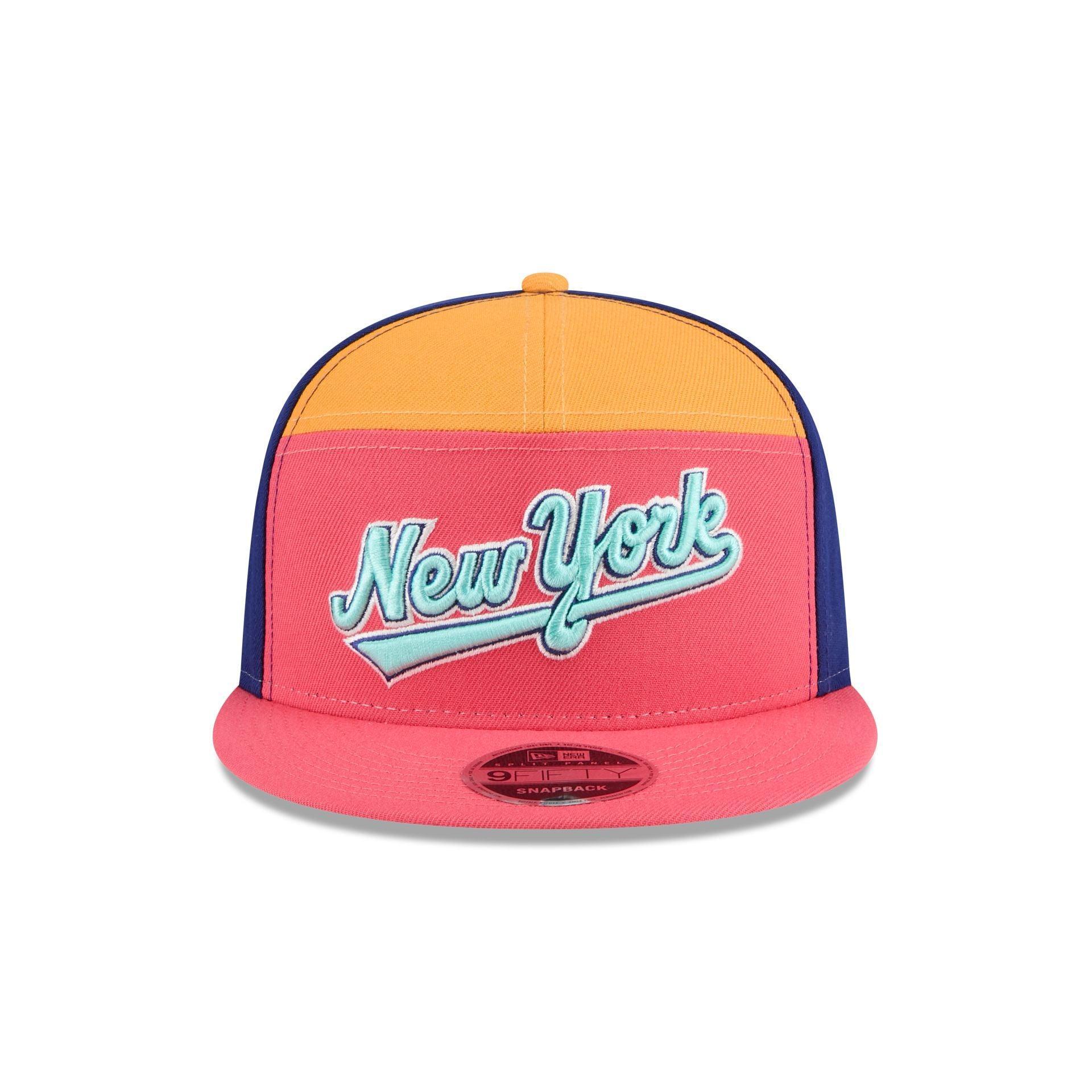 New York Mets Coral 9FIFTY Split Panel Snapback Hat Male Product Image