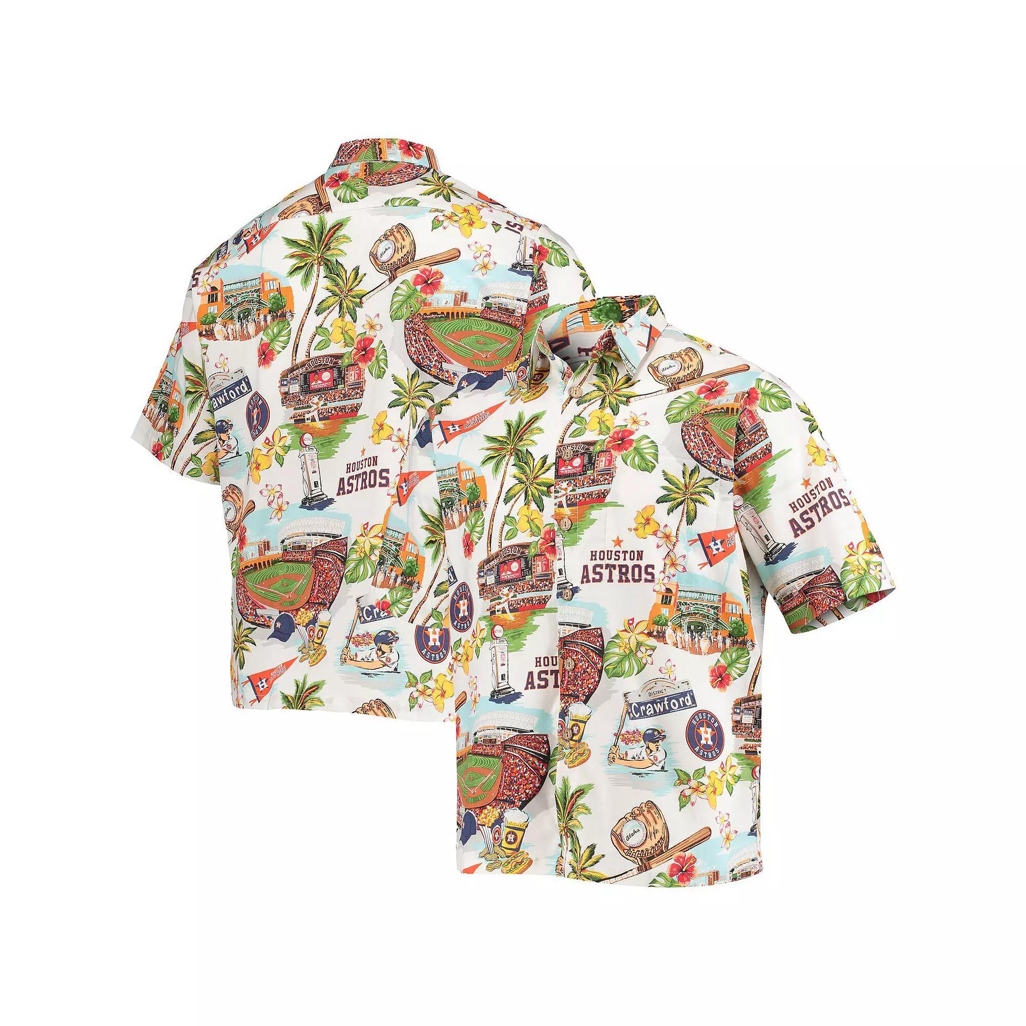 Men's Reyn Spooner White Houston Astros Scenic Button-Up Shirt, Size: Large Product Image