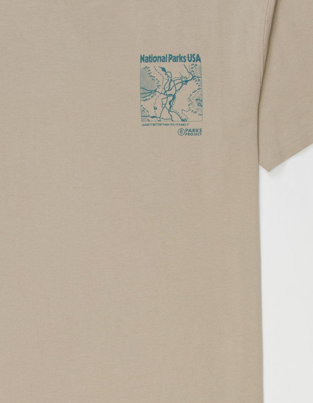 PARKS PROJECT National Parks Trail Map Mens Tee - GRAY Product Image