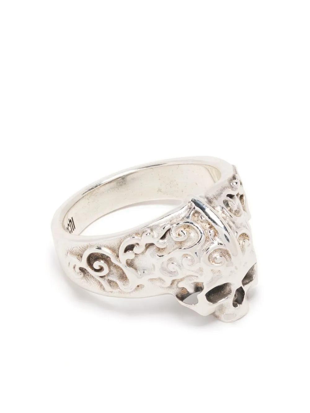 EMANUELE BICOCCHI Ring Mit Arabesque-totenkopf In Silver Product Image