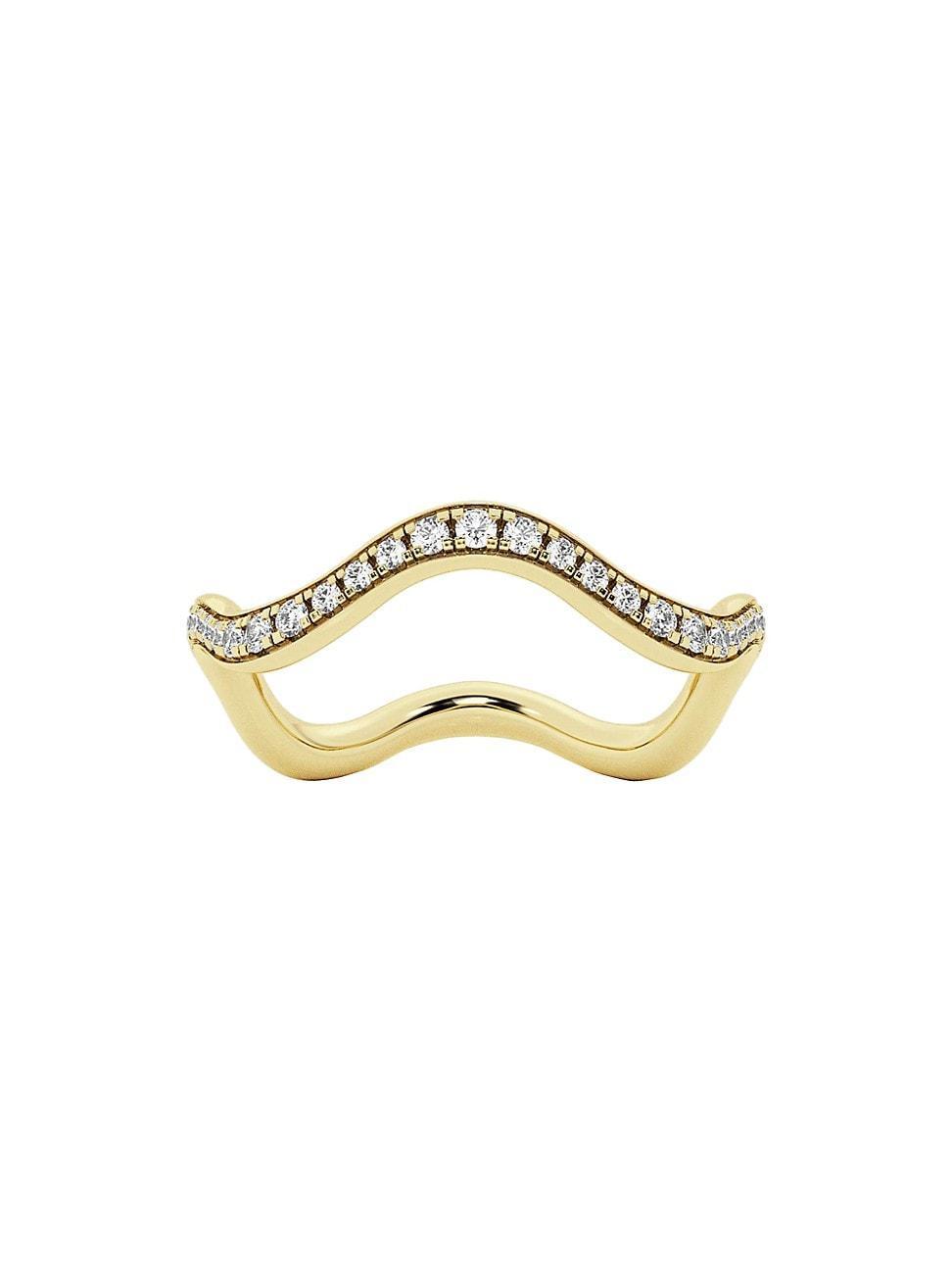 Womens 14K Yellow Gold & 0.37 TCW Lab-Grown Diamond Wavy Eternity Ring Product Image