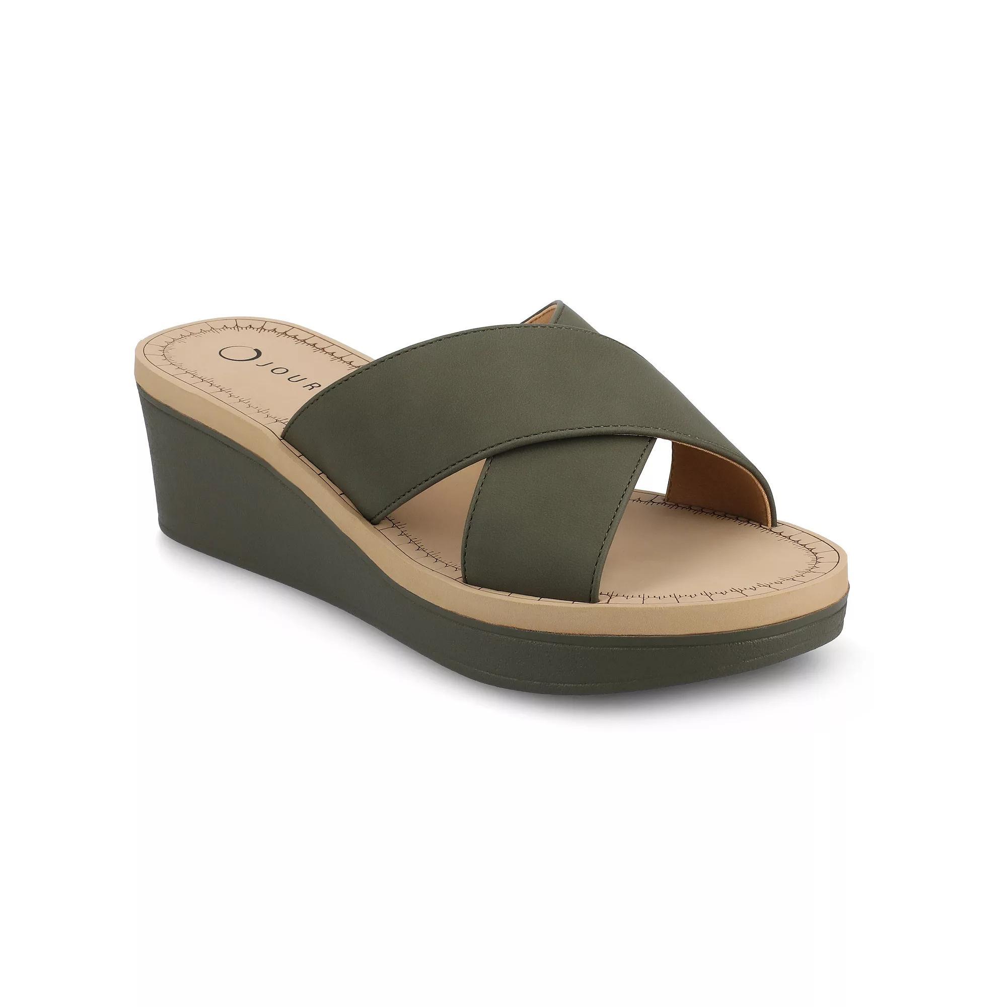 Journee Biara Women's Slip On Platform Wedge Sandals,  Product Image