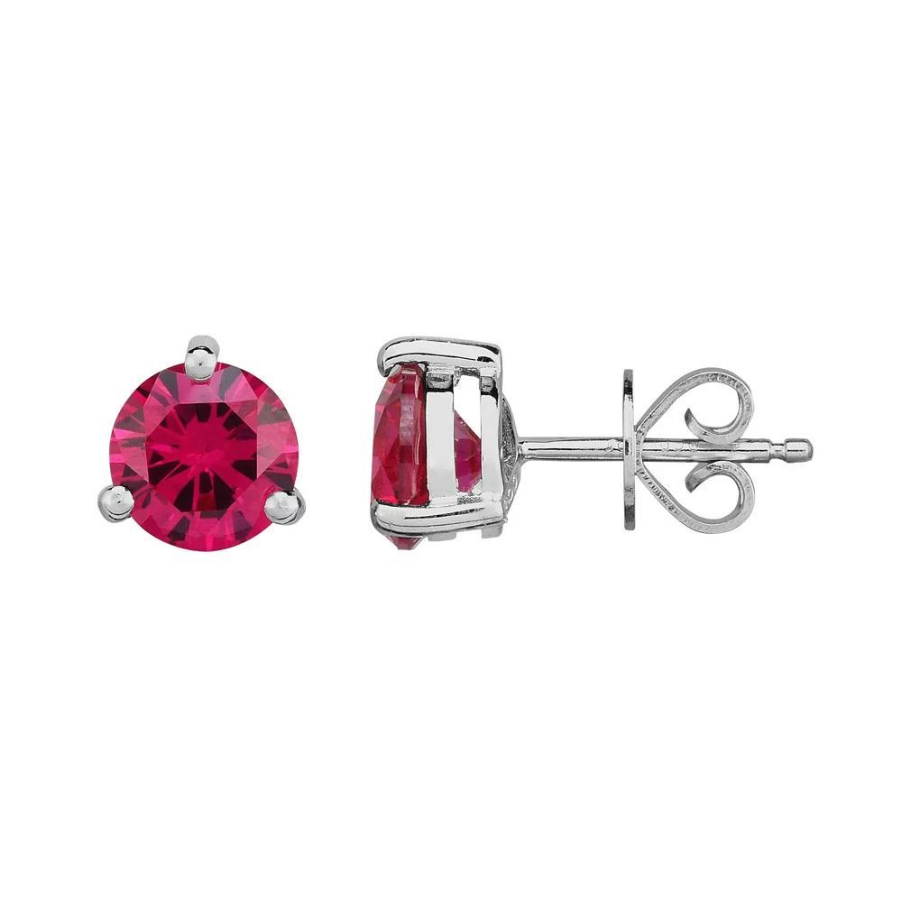 Oro Leoni Sterling Silver Lab-Created Ruby Stud Earrings, Women's Product Image