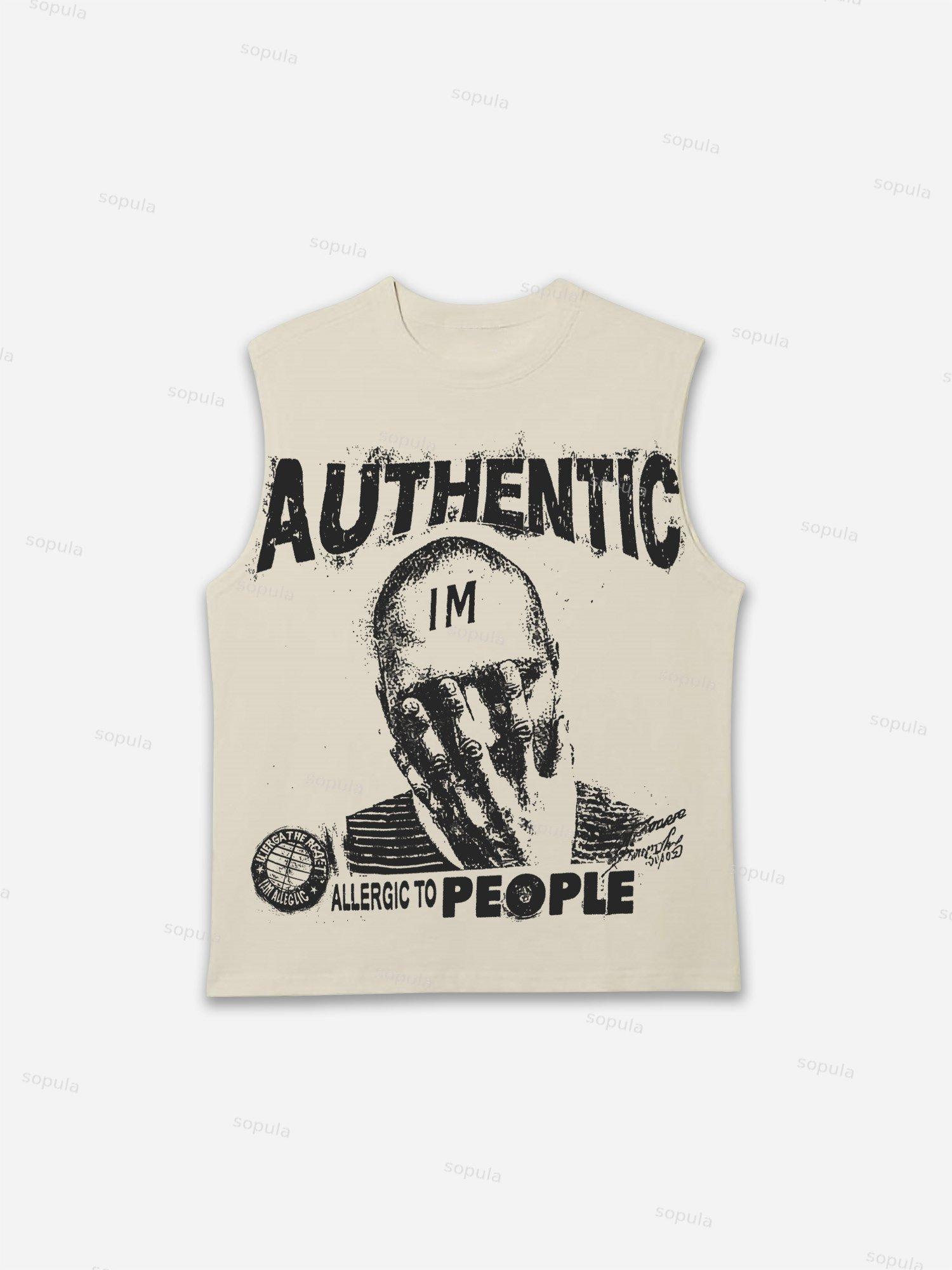 Sopula Retro I Am Allergic To People Graphic Tank Top Product Image