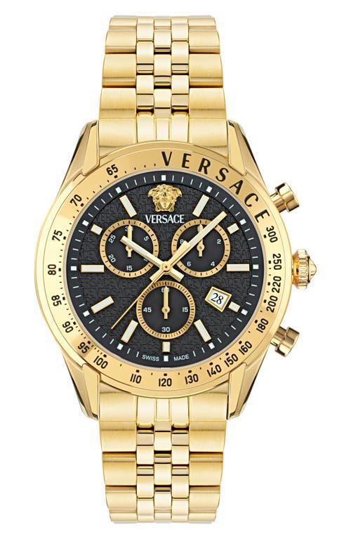 VERSACE Men's Swiss Chronograph Gold Ion Plated Stainless Steel Bracelet Watch 44mm Product Image