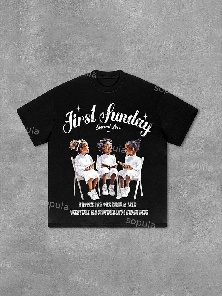 Sopula First Sunday Graphics Print Cotton T-Shirt Product Image