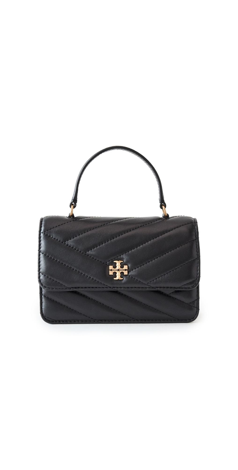 TORY BURCH Mini Kira Chevron Top Handle Chain Wallet In Black Product Image