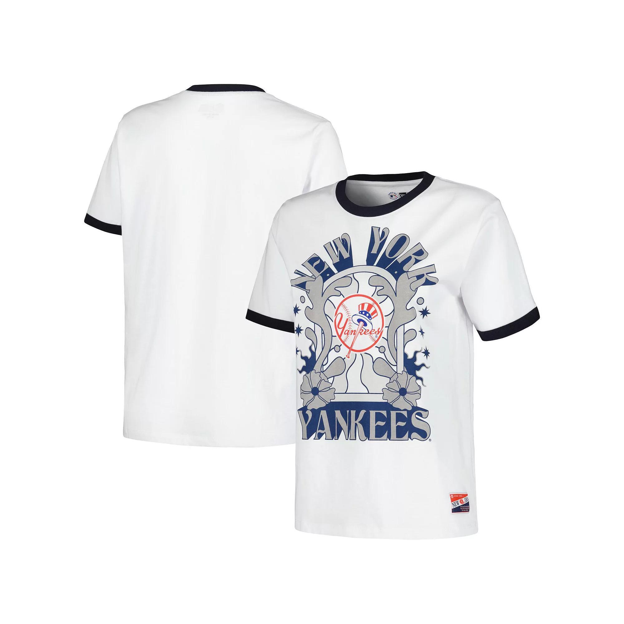 Women's New Era White New York Yankees Oversized Ringer T-Shirt, Size: Small Product Image