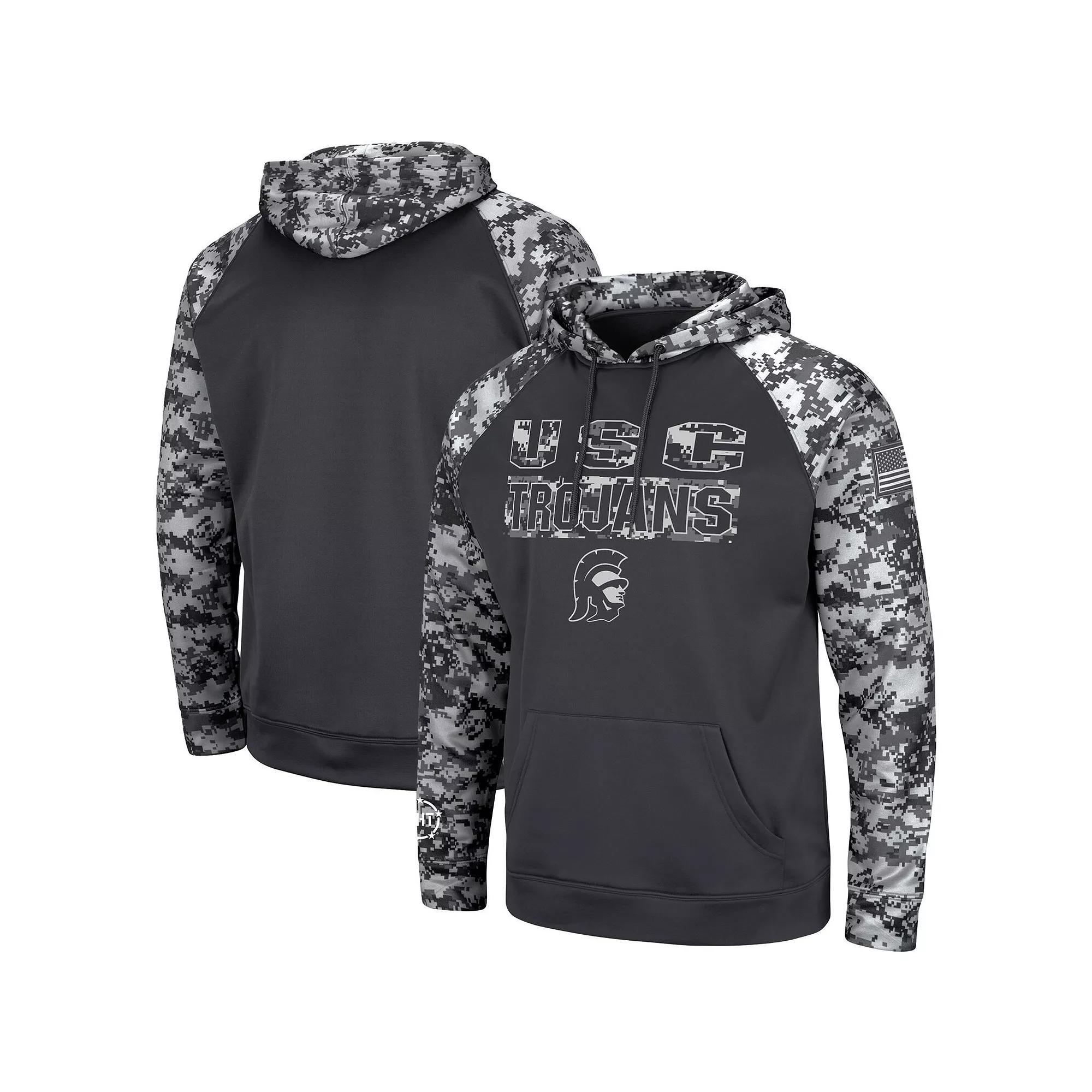Men's Colosseum Charcoal USC Trojans OHT Military Appreciation Digital Camo Pullover Hoodie,  Product Image
