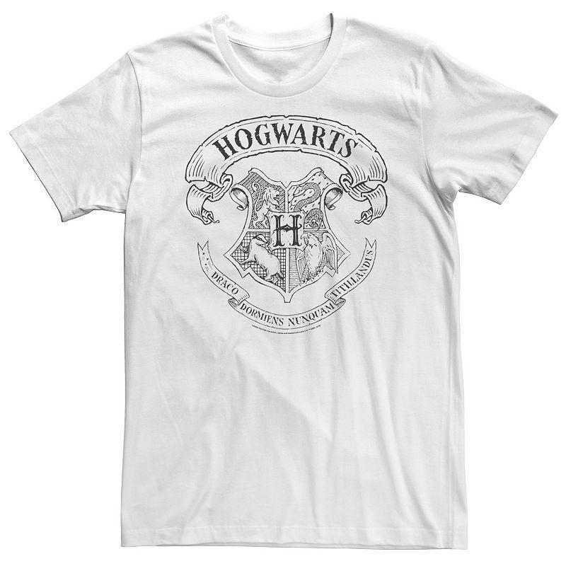 Big & Tall Harry Potter Simple Hogwarts Crest Outline Tee, Men's, Size: XXL Tall, White Product Image