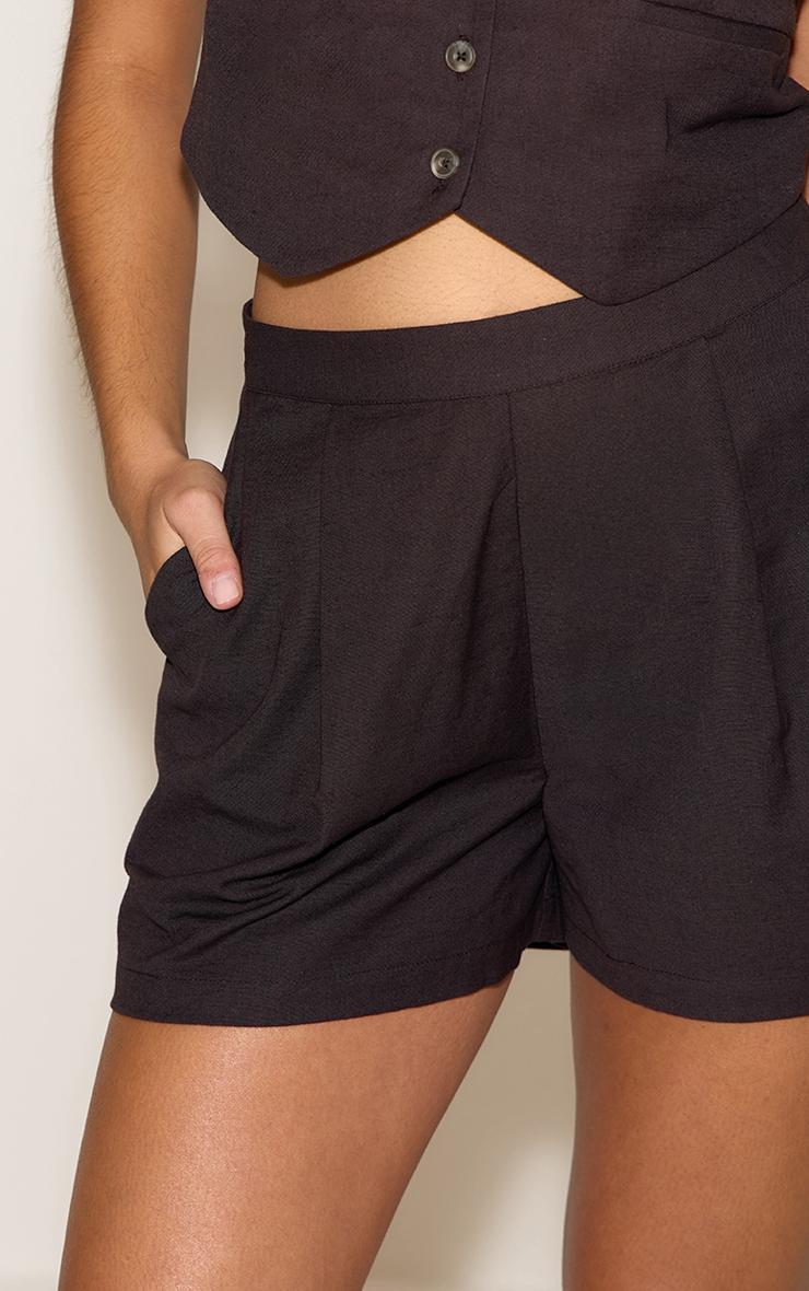 Chocolate Linen Look Oversized Detail Floaty Short Product Image