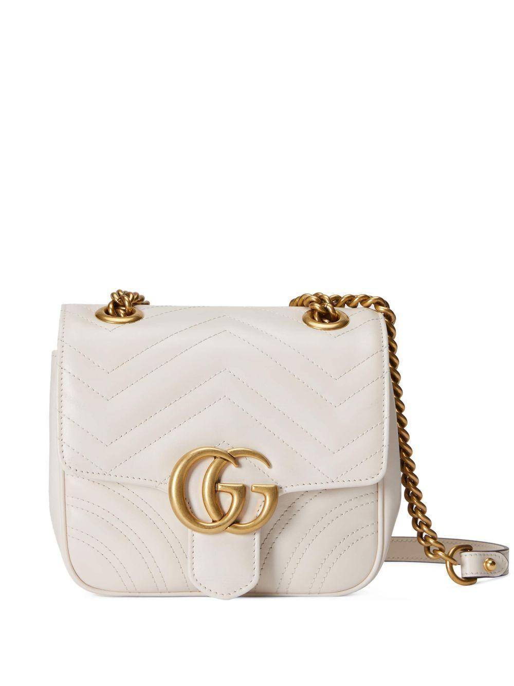 GUCCI Gg Marmont Mini Leather Shoulder Bag In White Product Image