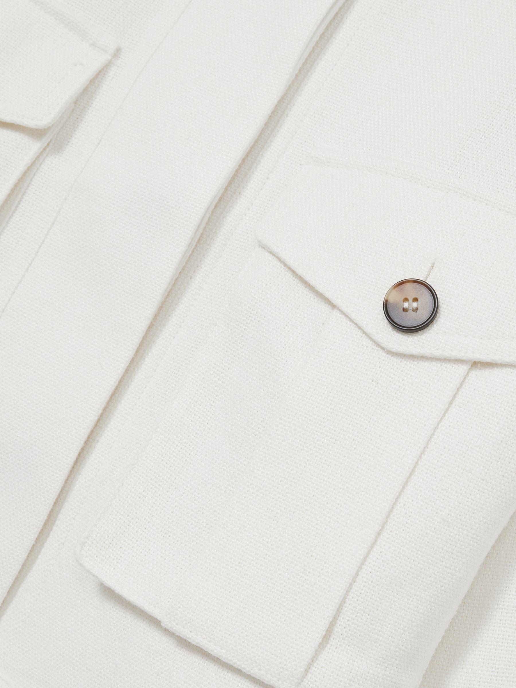 Linen-Blend Twin-Pocket Jacket in White Product Image