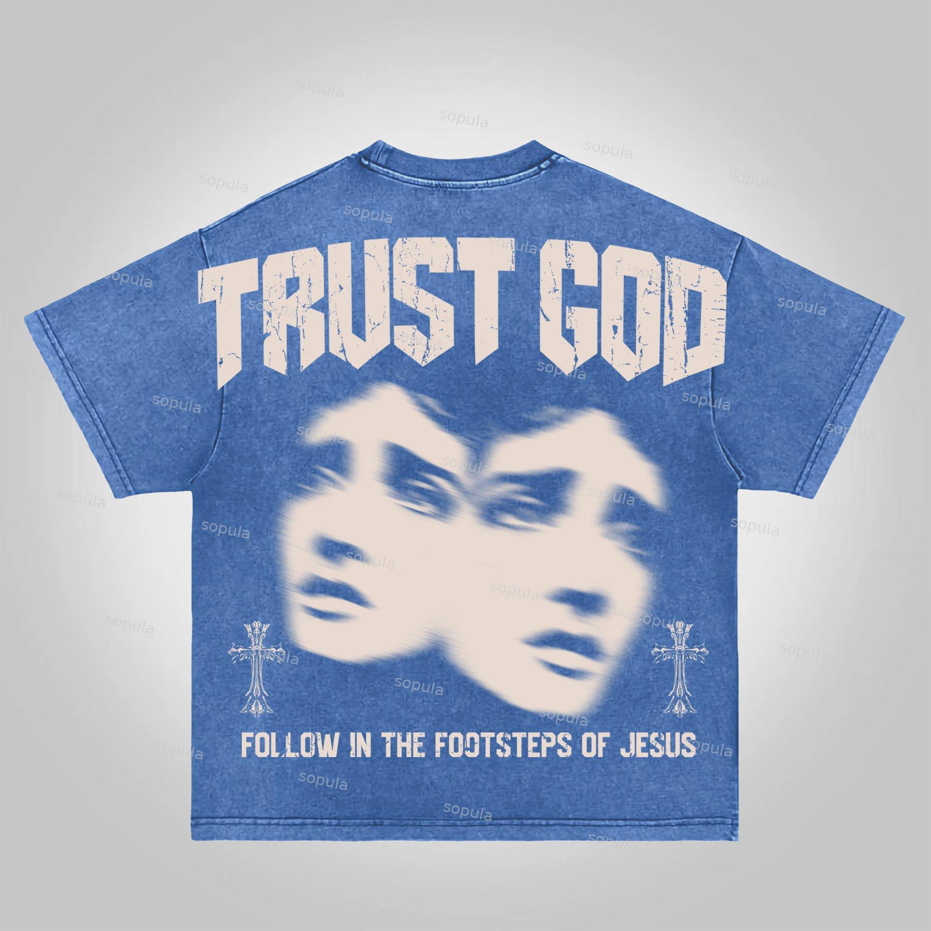 Sopula Trust God Figure Figures Acid Washed T-Shirt Product Image