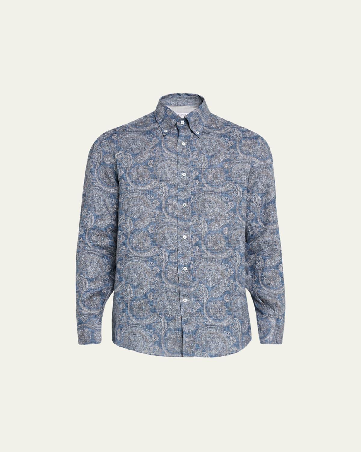 Men's Linen Paisley-Print Sport Shirt Product Image