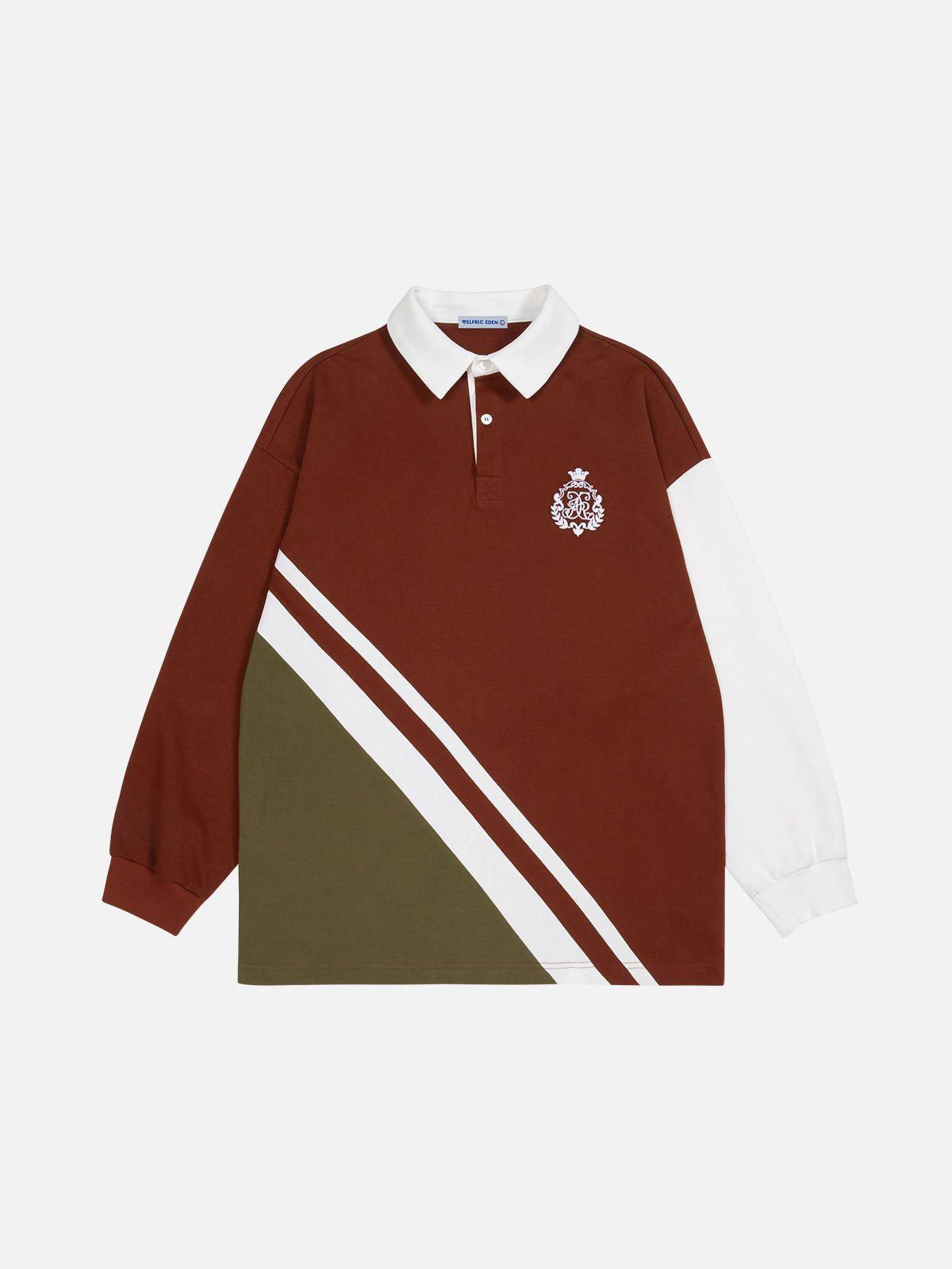 Aelfric Eden Color Blocking Polo Long Sleeve Tee Product Image