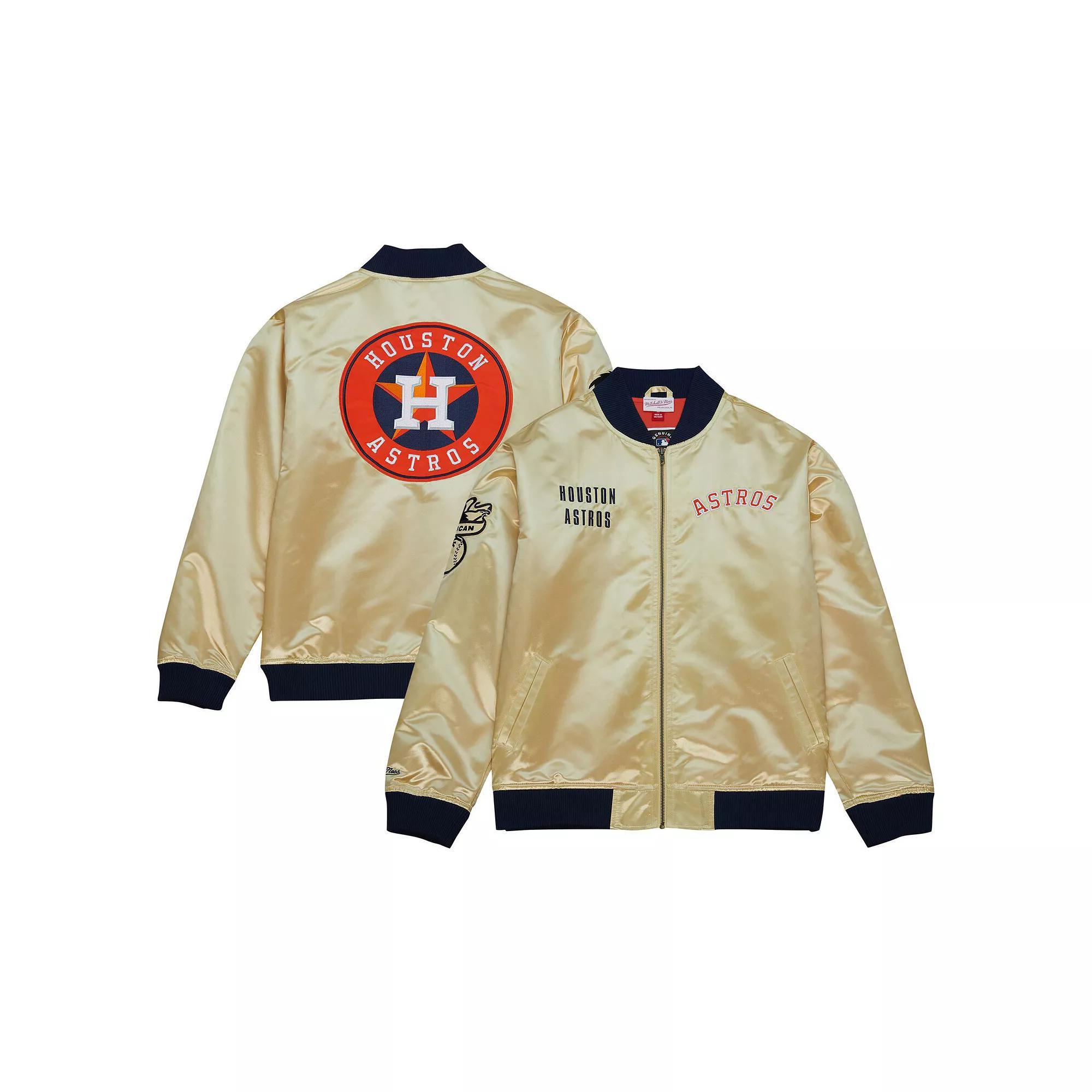Men's Mitchell & Ness Gold Houston Astros OG 2.0 Lightweight Satin Full-Zip Jacket, Size: 3XL Product Image